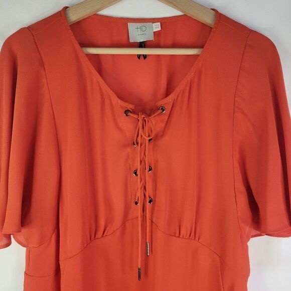 HD In Paris Orange Peplum Blouse - Picture 6 of 12